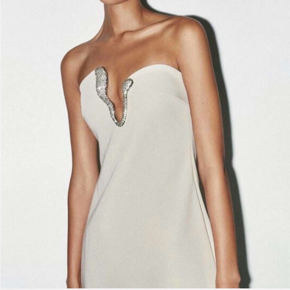Zara cream strapless dress sparkle top